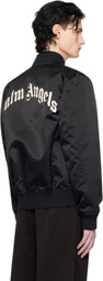 Palm Angels Black Curved Logo Bomber