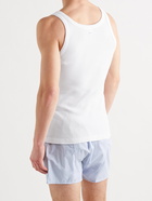 SCHIESSER - Friedrich Logo-Appliquéd Ribbed Cotton-Jersey Tank Top - White