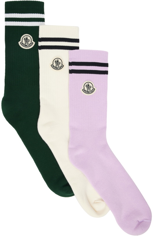 Photo: Moncler Genius Three-Pack Multicolor Striped Socks