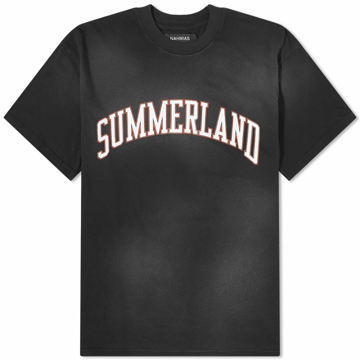 Photo: Nahmias Men's Summerland Collegiate T-Shirt in Faded Black