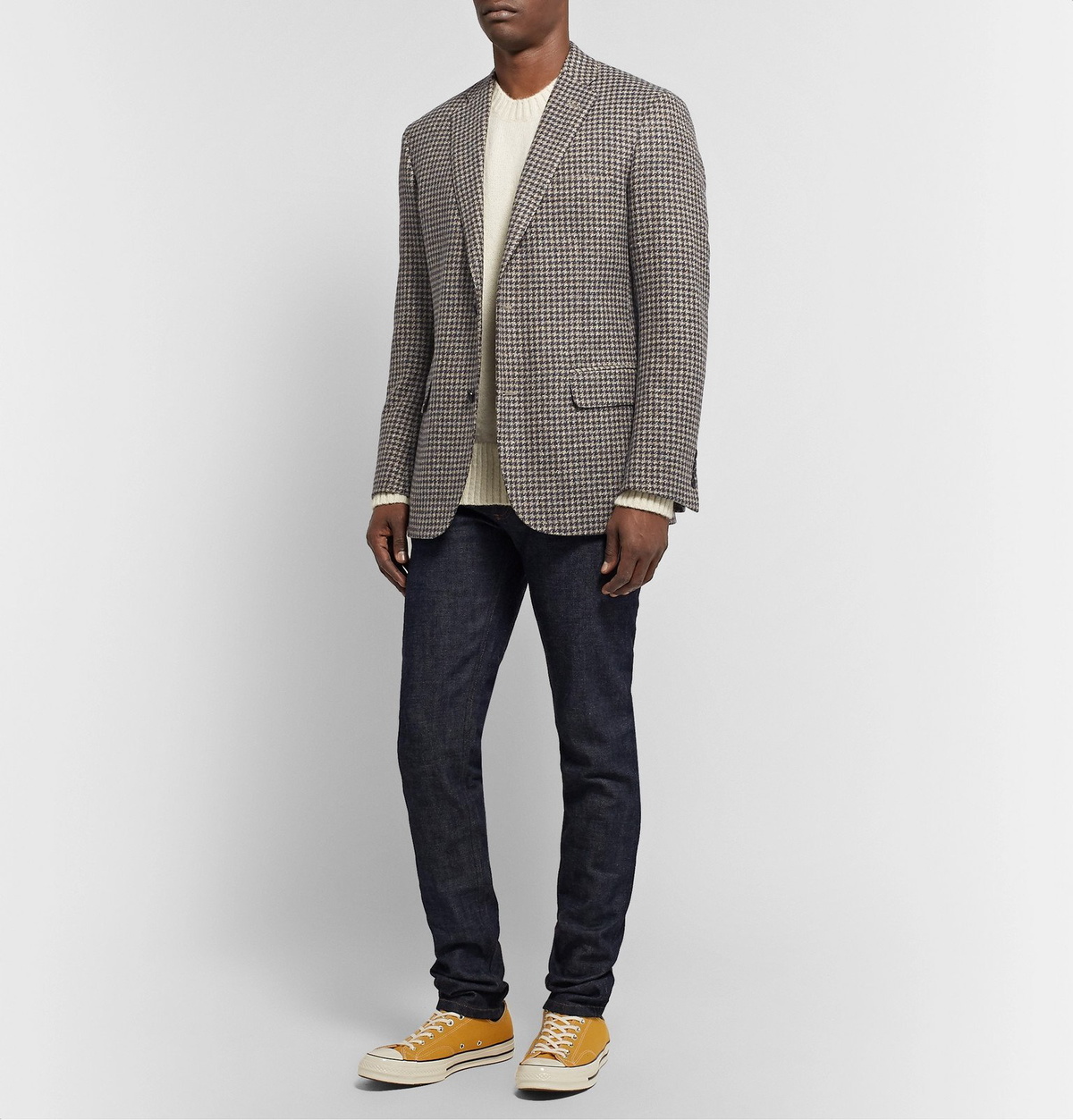 Freemans Sporting Club - Brown Slim-Fit Houndstooth Wool and Silk-Blend Blazer - Brown
