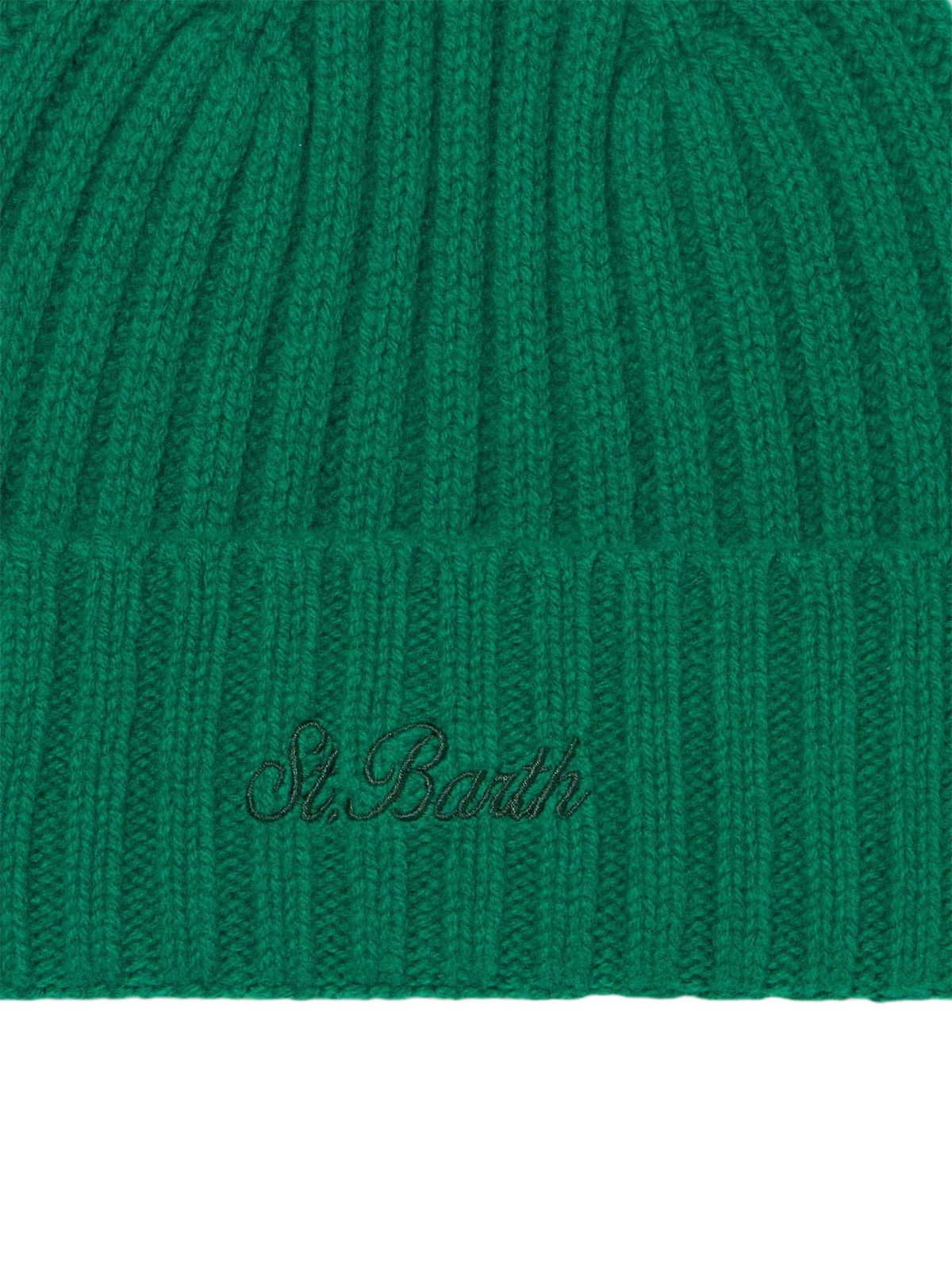 MC2 Saint Barth Man Green Cashmere Blend Hat Wengen With St. Barth Embroidery