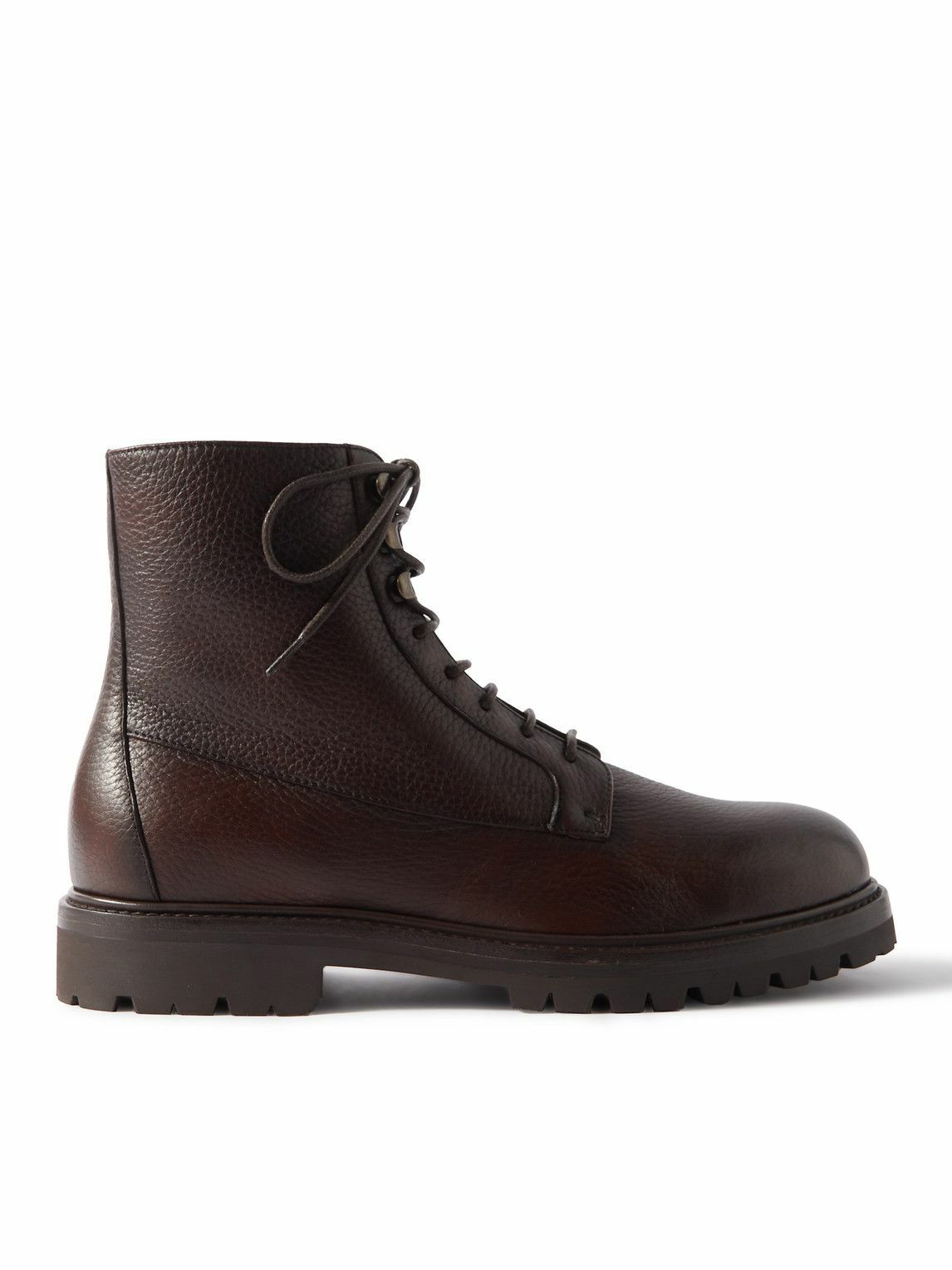 Brunello Cucinelli - Shearling-Lined Full-Grain Leather Hiking 