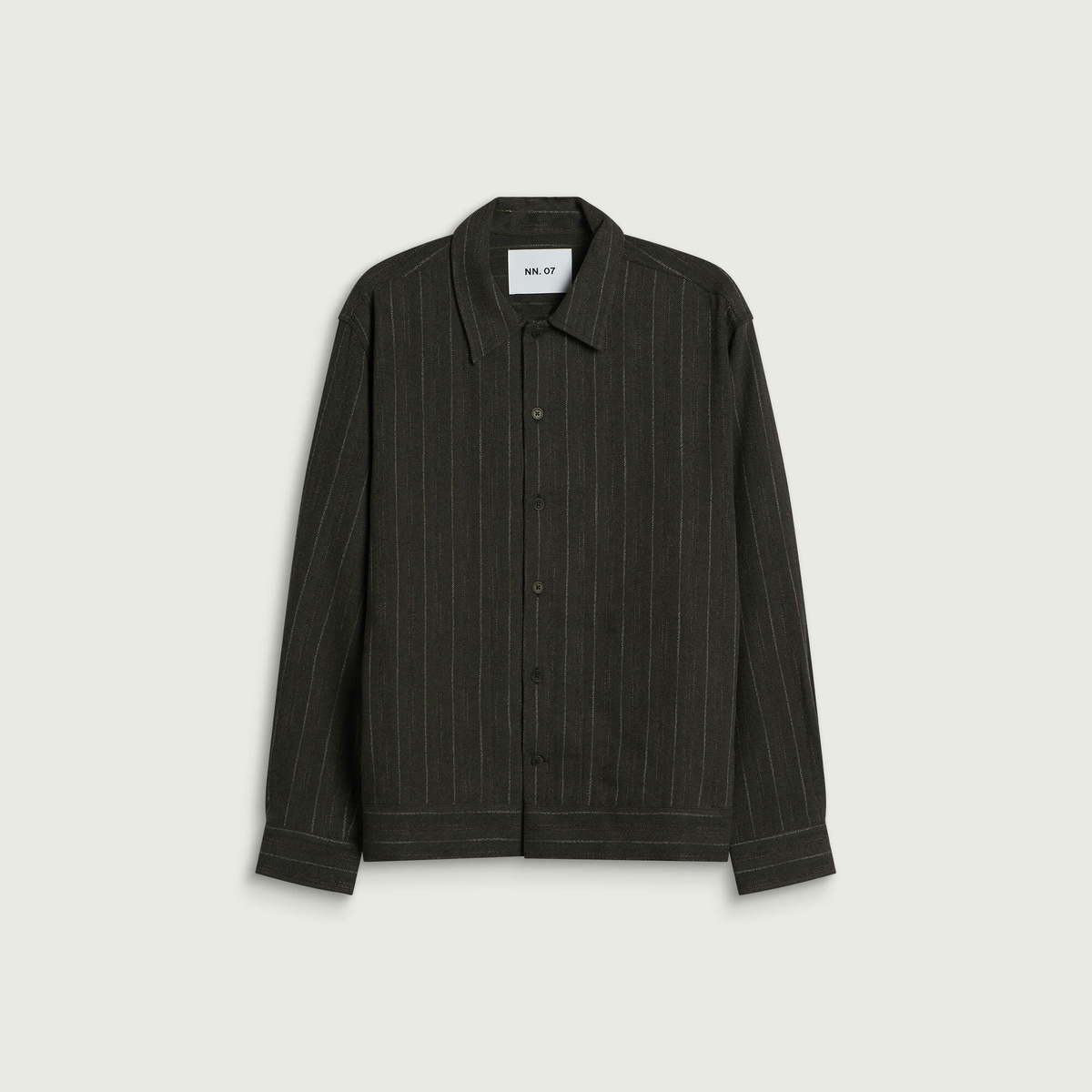 NN07 Men's Reed Yarn Dyed Stripe Overshirt in Shadow Moss