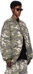 We11done Green Camouflage Bomber Jacket
