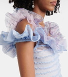 Susan Fang Printed smocked ruffled minidress