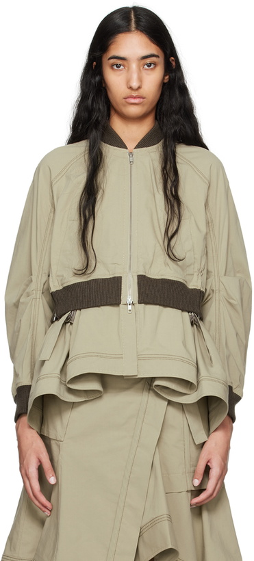 Photo: 3.1 Phillip Lim Khaki Layered Flounce Bomber Jacket