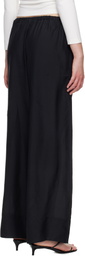 St. Agni Black Silk Grid Relaxed Trousers