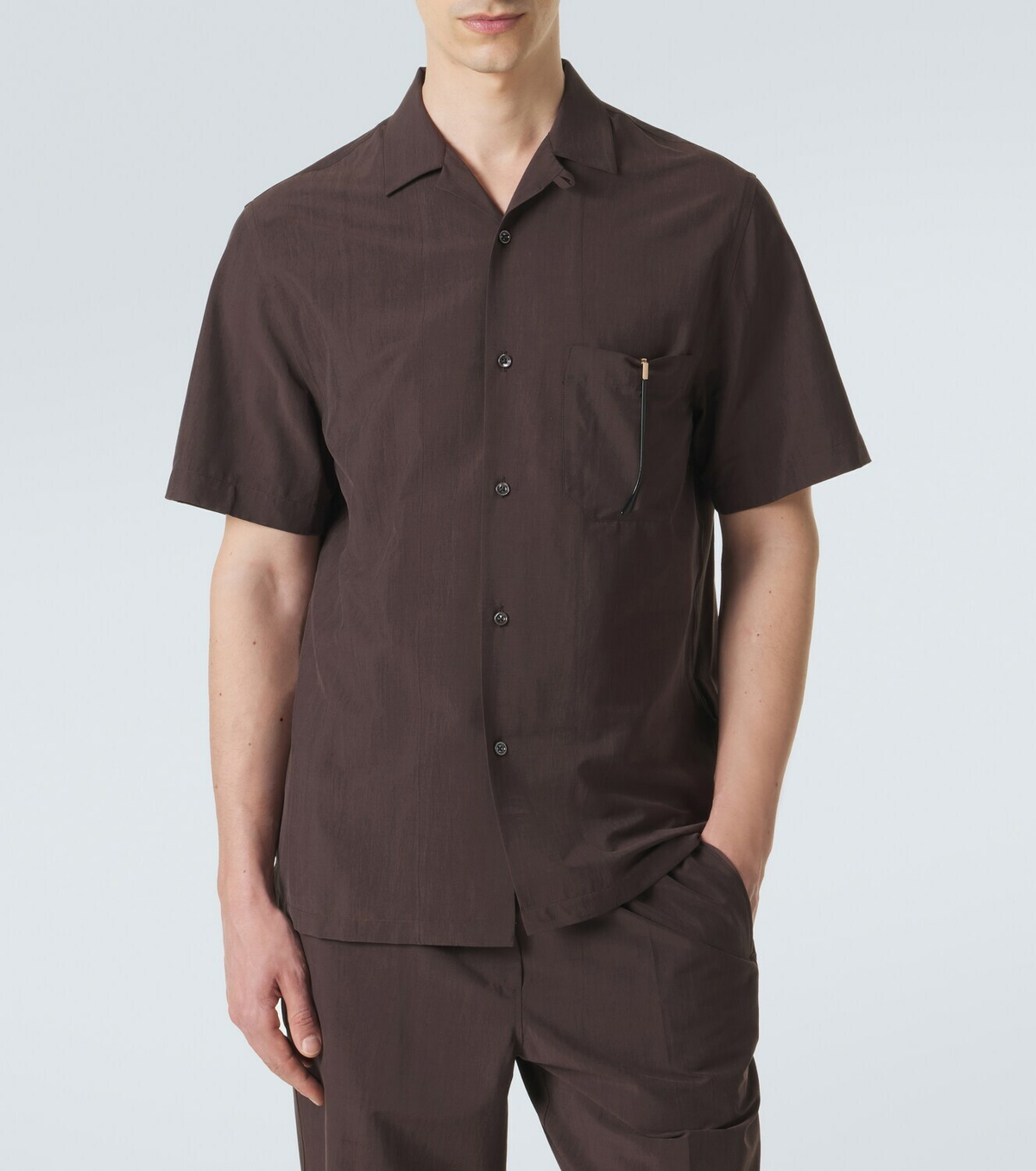 Umit Benan Havana silk-blend bowling shirt