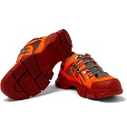 Gucci - Flashtrek Reflective Rubber, Leather and Mesh Sneakers - Orange
