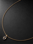 Viltier - Magnetic 18-Karat Gold, Lapis Lazuli and Malachite Pendant Necklace