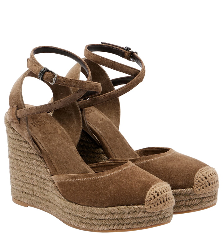 Photo: Brunello Cucinelli Monili 80 suede espadrille wedges