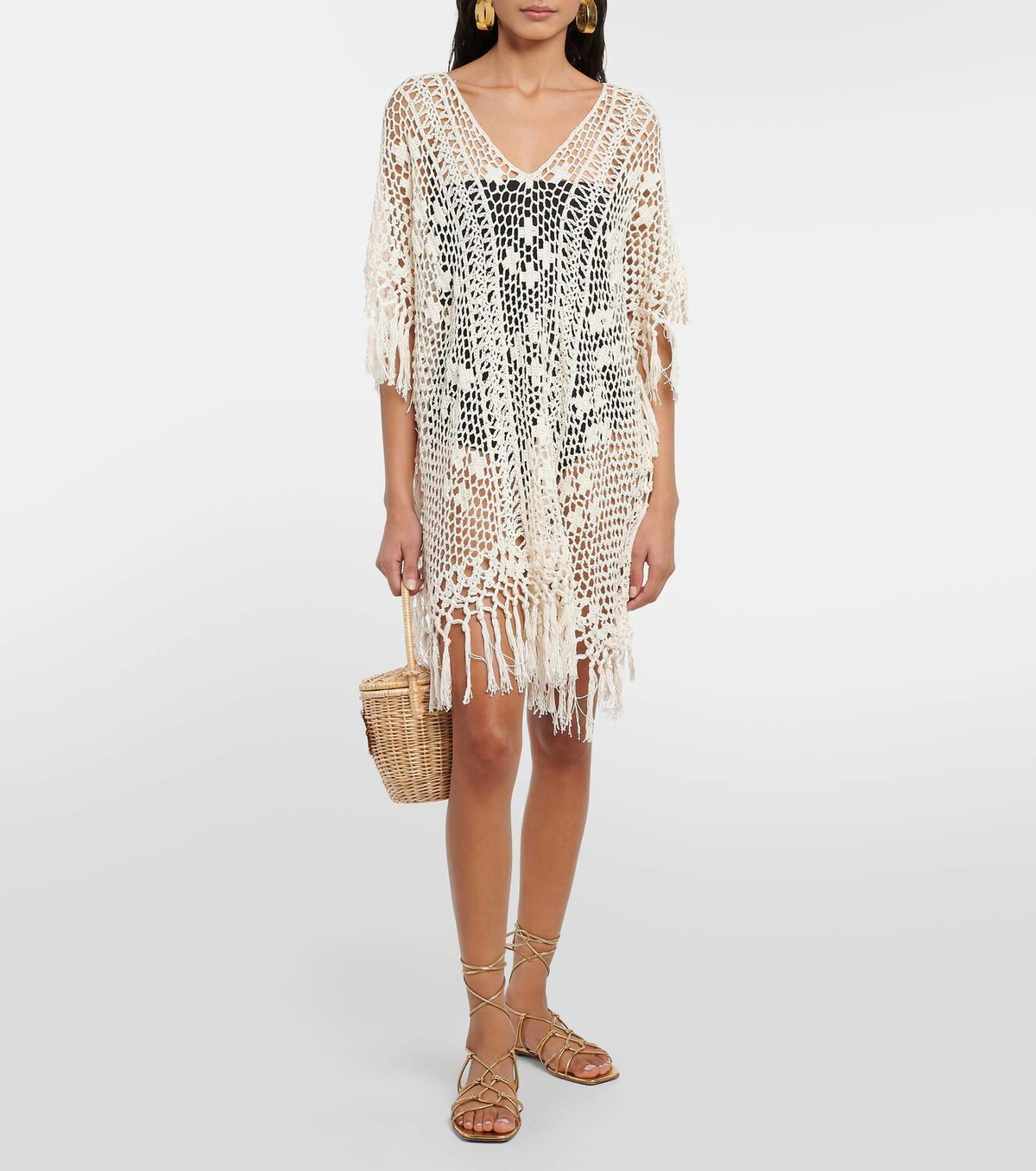 Anna Kosturova Fringe crochet beach cover-up