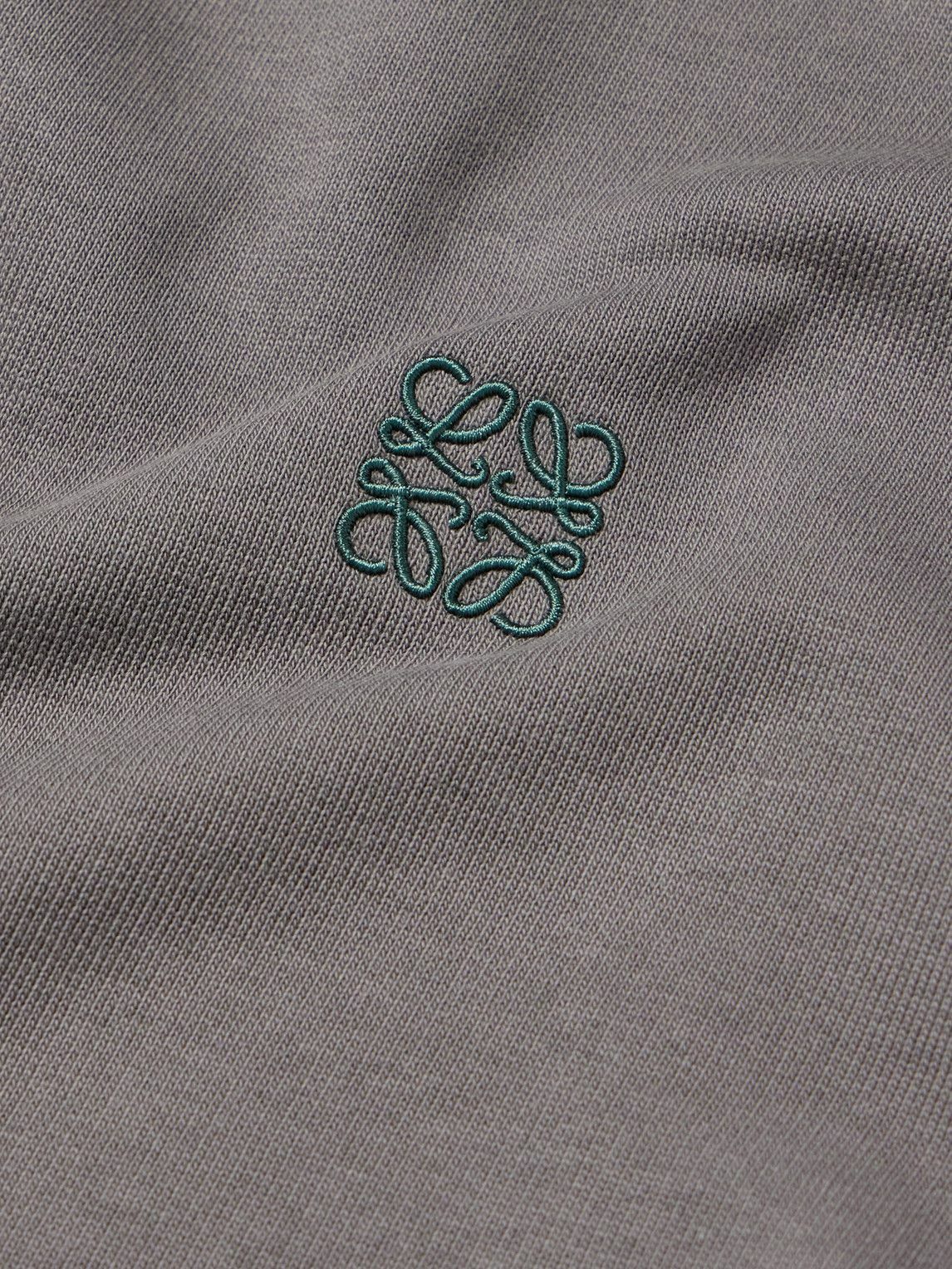 LOEWE - Logo-Embroidered Cotton-Jersey Zip-Up Hoodie - Gray