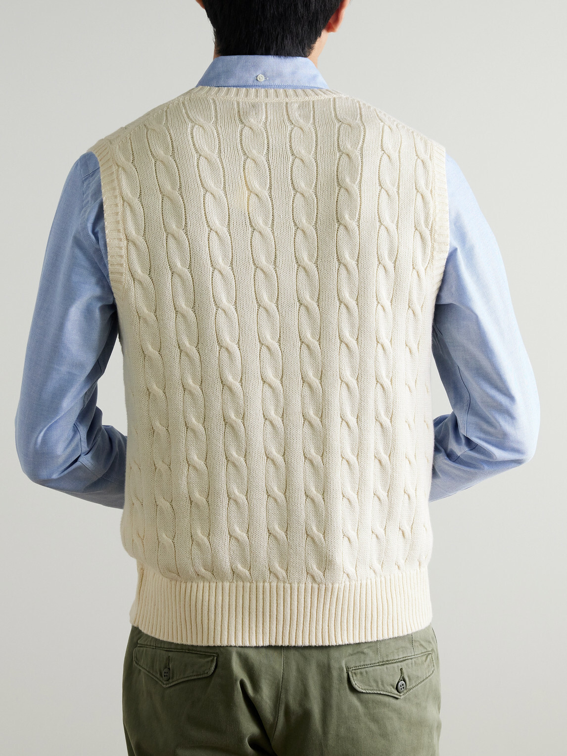 Polo Ralph Lauren - Logo-Embroidered Cable-Knit Cotton Vest - Neutrals