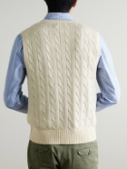 Polo Ralph Lauren - Logo-Embroidered Cable-Knit Cotton Vest - Neutrals
