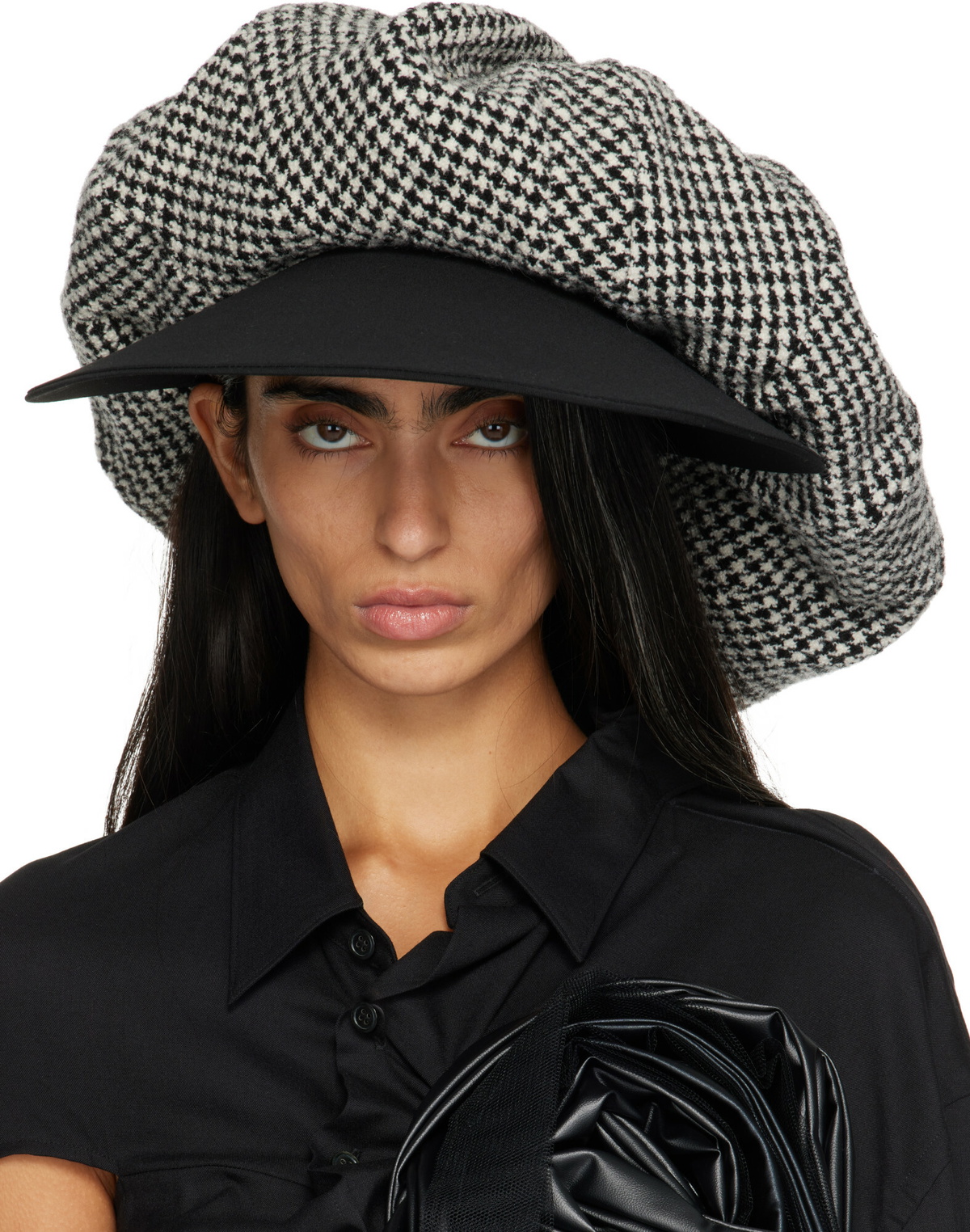 Junya Watanabe Black & White Wool Houndstooth Hat