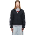 Balenciaga Black Cursive Zip-Up Regular Fit Hoodie