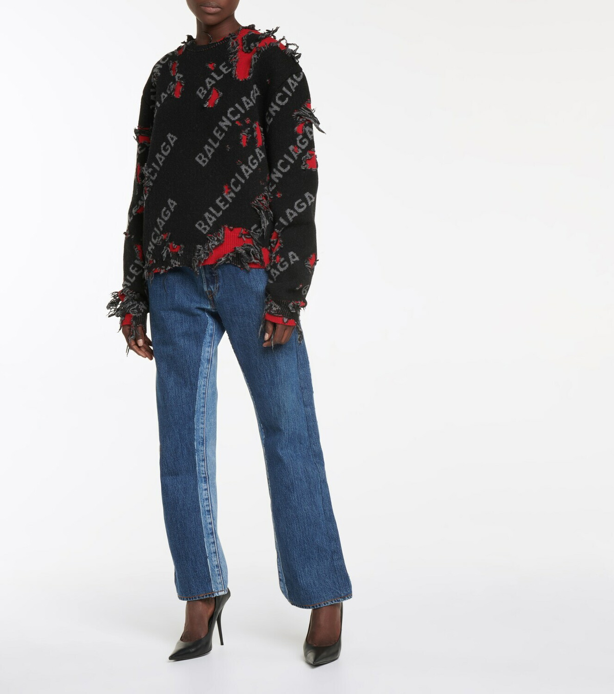 Balenciaga Women Ivory Wool Blend Sweater