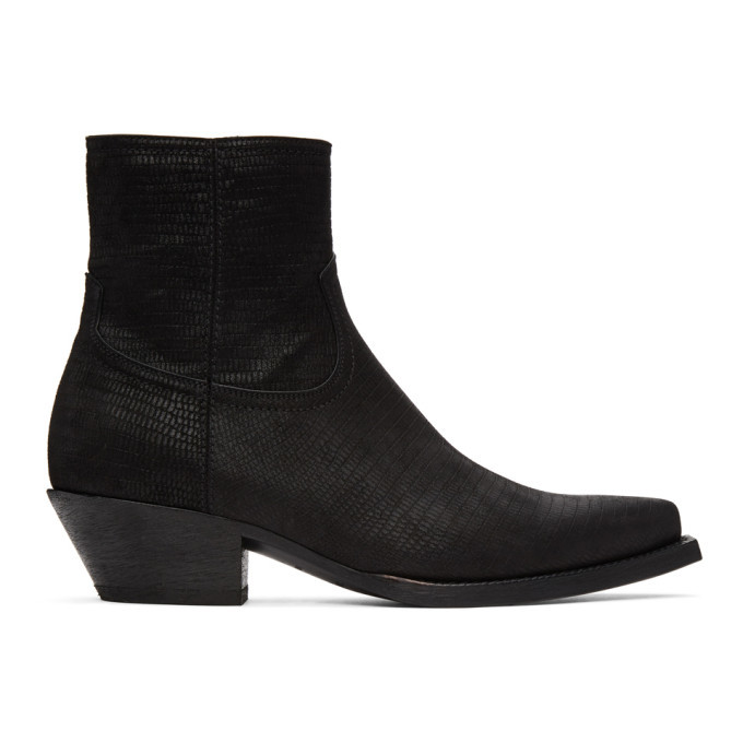Saint Laurent Black Lizard Lukas Boots Saint Laurent