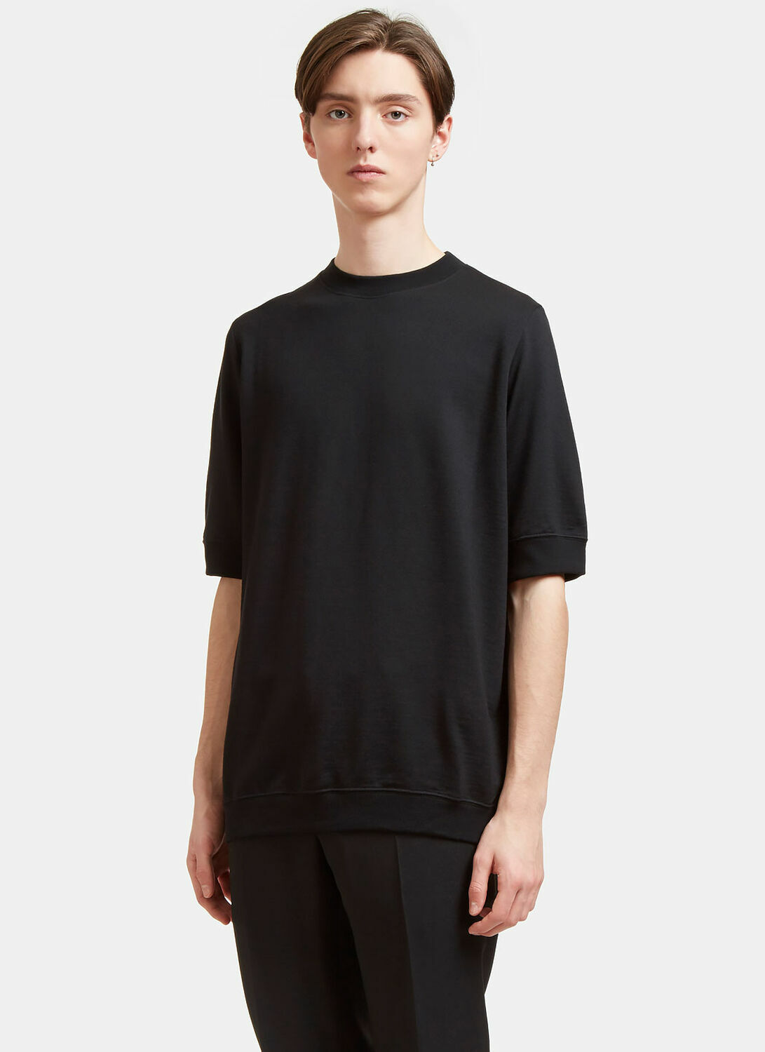 Aiezen Wool-Blend Fine-Knit T-Shirt