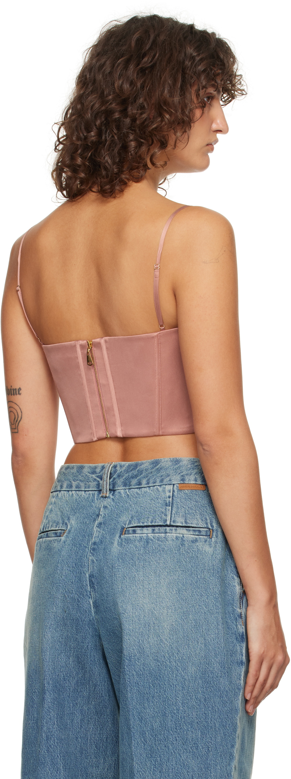ZIMMERMANN Pink Silk Corset Top
