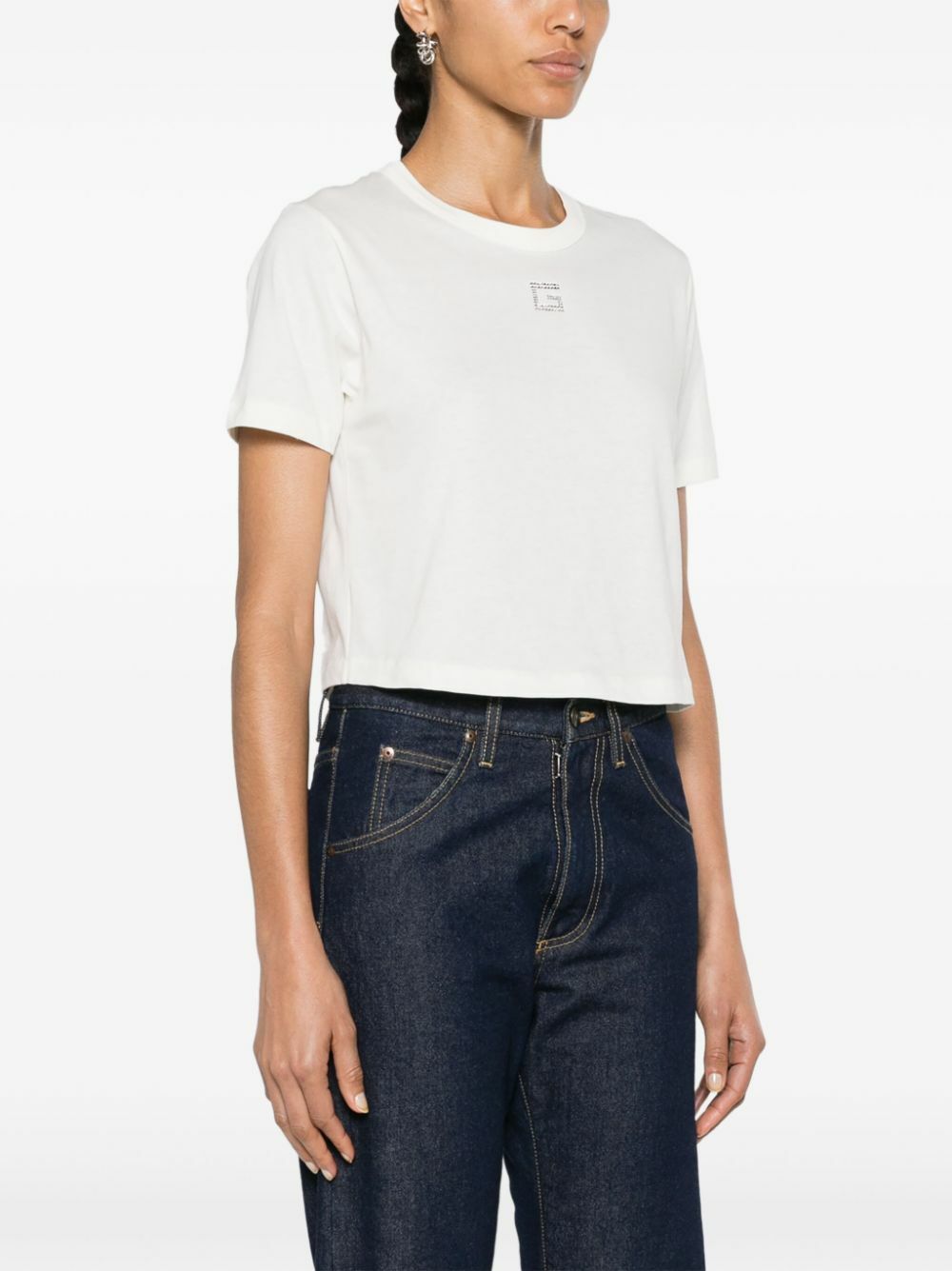 Gucci White Square G Rhinestone-Embellished T-Shirt Gucci
