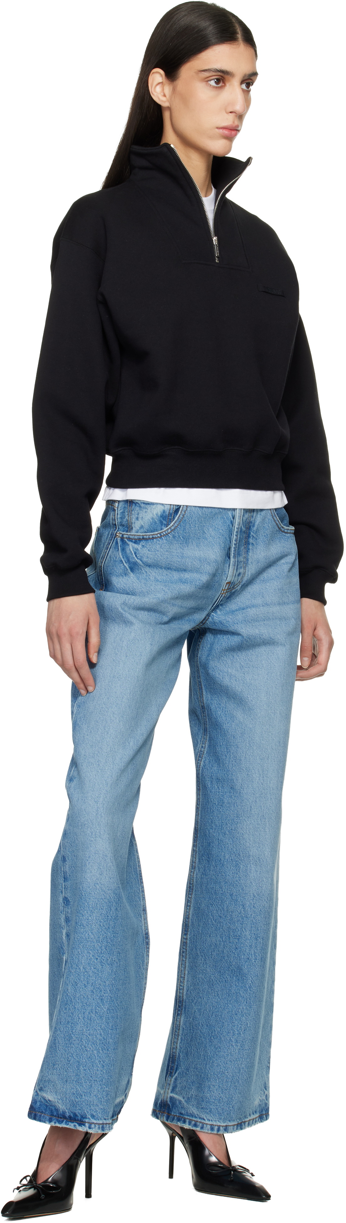 JACQUEMUS Black 'The Gros Grain zipped-rollneck' Sweatshirt