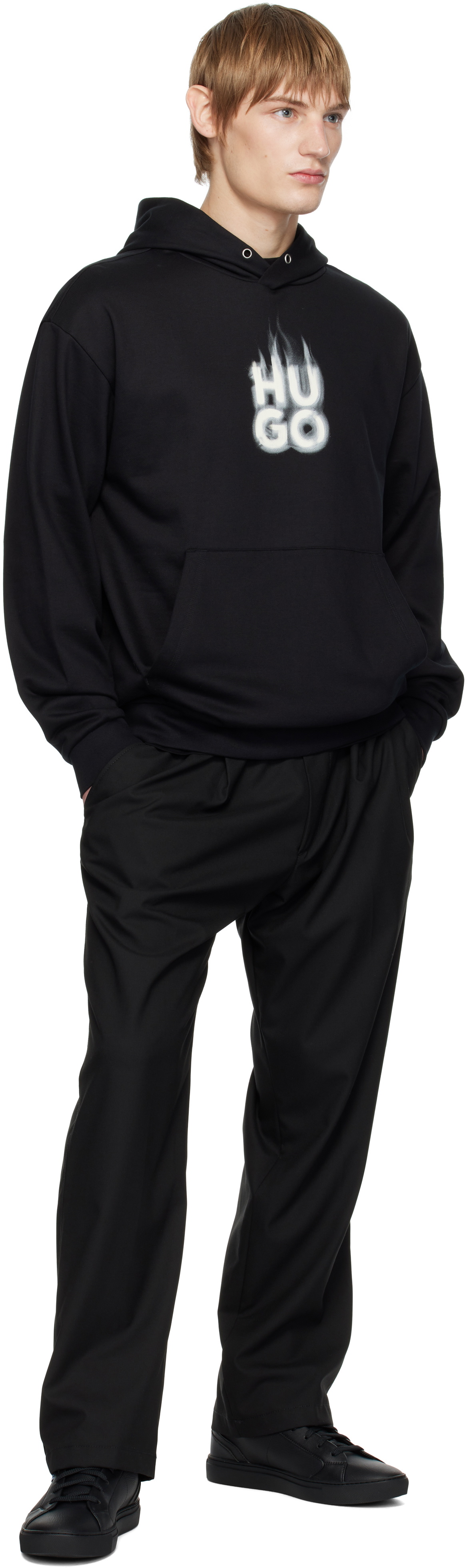 Hugo Black Flame Logo Hoodie Hugo Boss