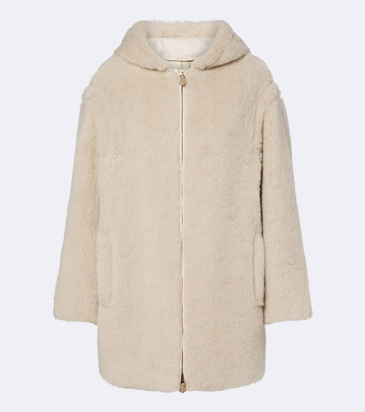 Max Mara Hooded alpaca, wool, and silk zip-up coat