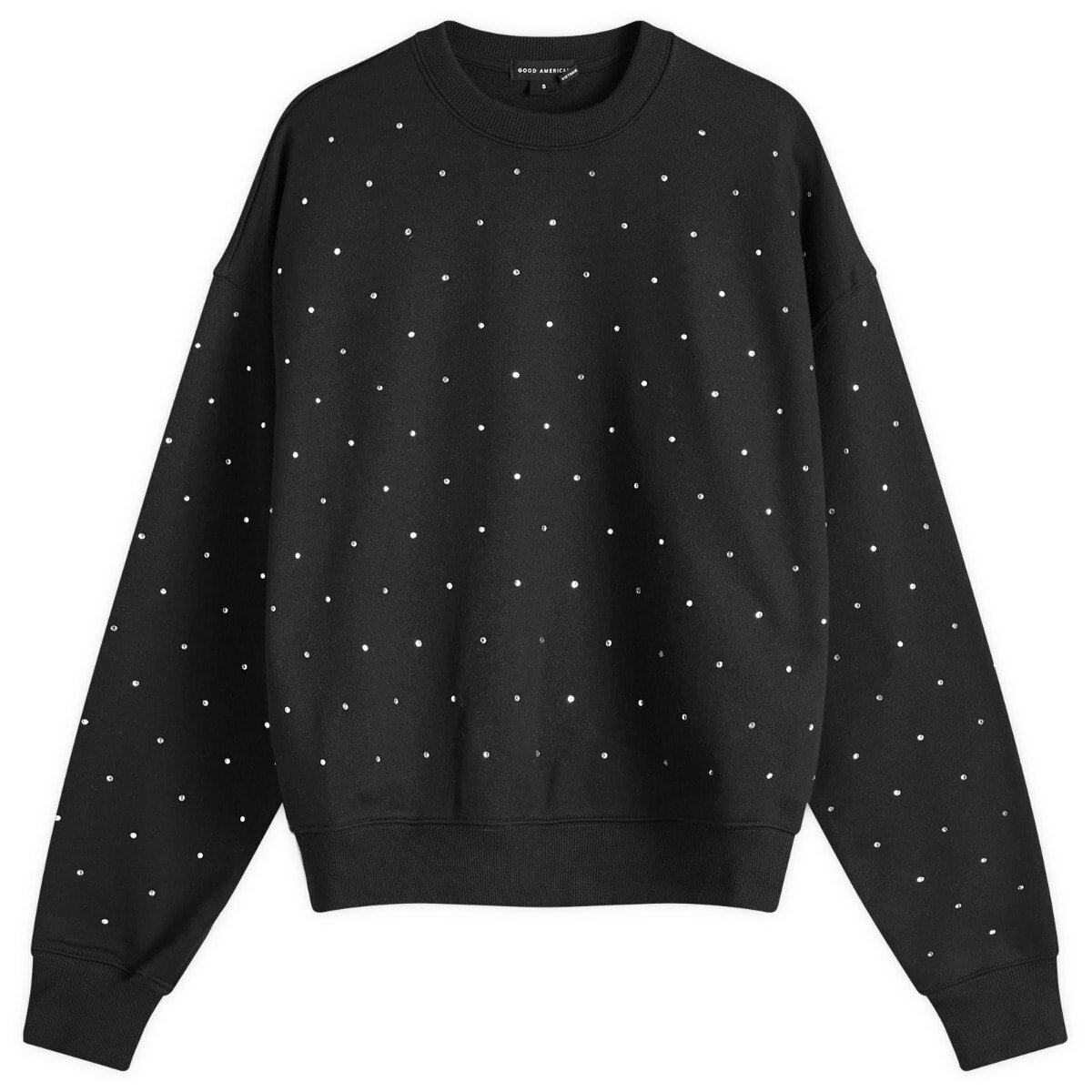 Good American Women's Crystal Crewneck Sweatshirt in Black
