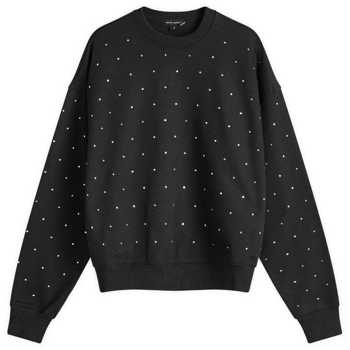 Photo: Good American Women's Crystal Crewneck Sweatshirt in Black