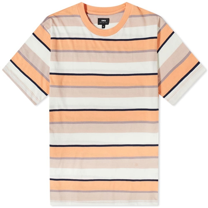 Photo: Edwin Men's Quarter Stripe T-Shirt in Cantaloupe Stripe
