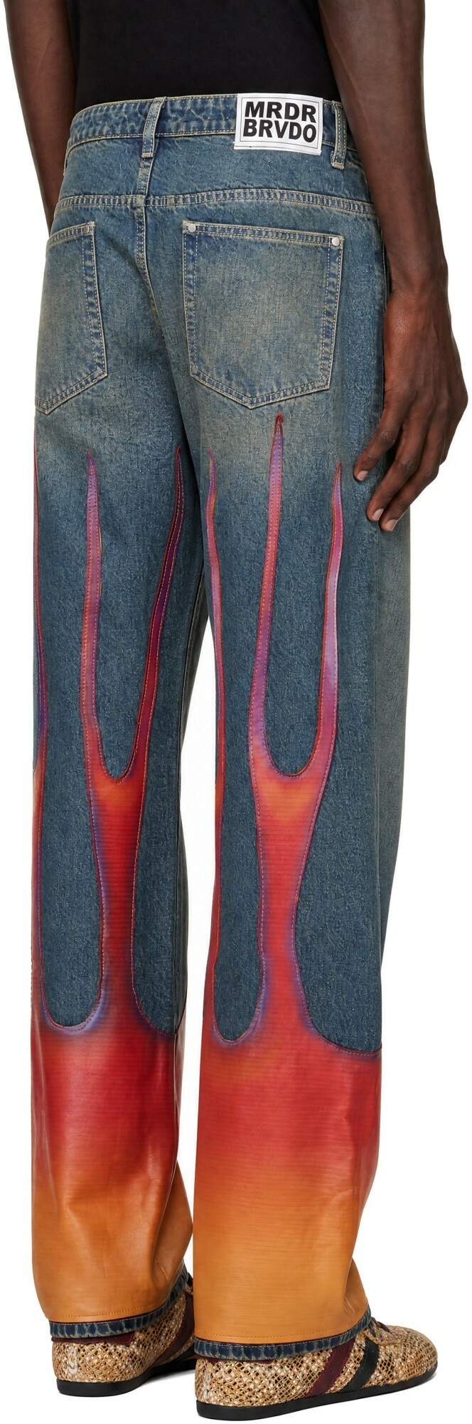 Who Decides War Blue & Red Flame Denim Jeans