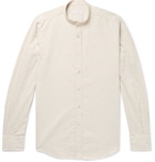 Incotex - Grandad-Collar Striped Cotton and Linen-Blend Shirt - Cream