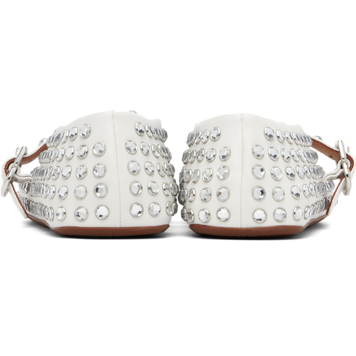 ALAÏA White Strass Lambskin Ballerina Flats