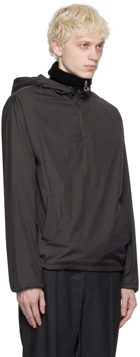 AMOMENTO Brown Half-Zip Hoodie