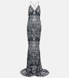 Norma Kamali Printed fishtail gown