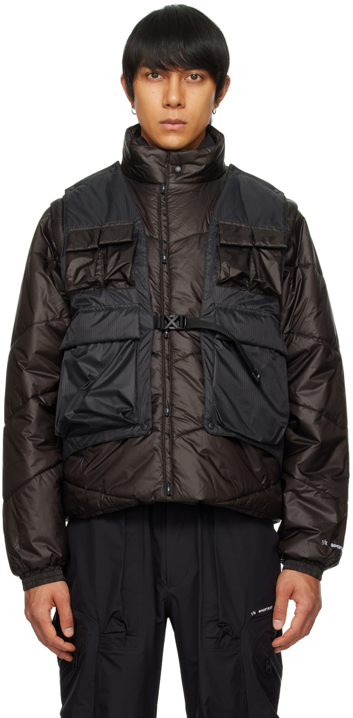 Layered top puffer coat