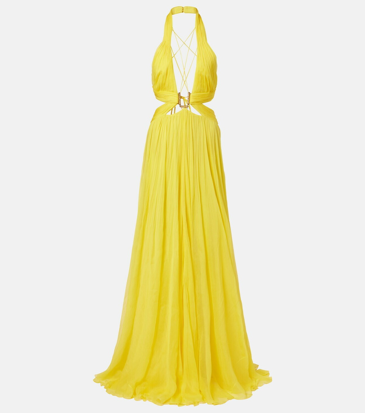 Roberto Cavalli Cutout silk chiffon gown