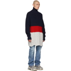 Balenciaga Navy and Red High Neck Sweater