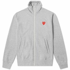 Comme des Garçons Play Men's Red Heart Zip Back Print Track Top in Grey