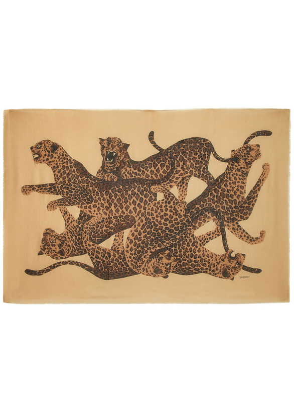 Photo: Saint Laurent Leopard Wool Scarf - Multicoloured - One Size