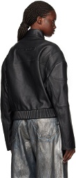 Acne Studios Black Dropped Shoulder Leather Jacket