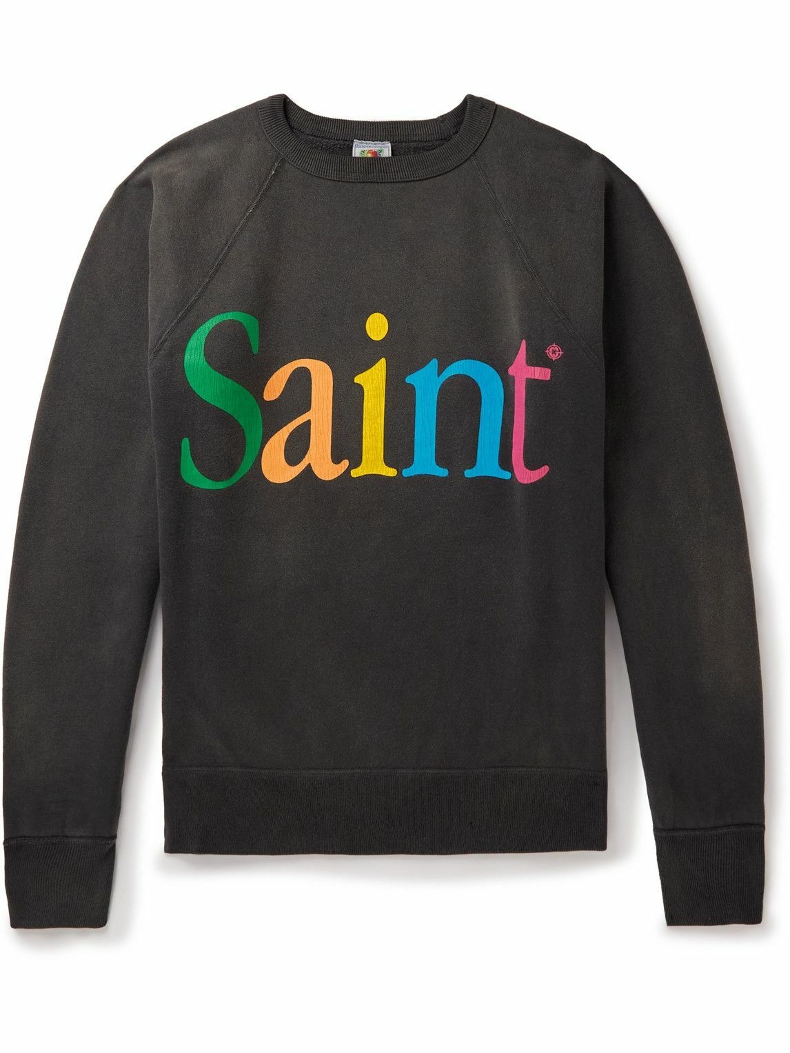 Photo: SAINT Mxxxxxx - Logo-Print Cotton-Jersey Sweatshirt - Black
