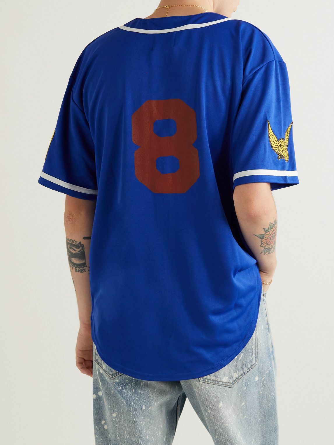 Gallery Dept. - Echo Park Appliquéd Logo-Print Mesh Shirt - Blue