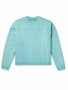 Guess USA - Gusa Classic Logo-Embroidered Distressed Cotton-Jersey Sweatshirt - Blue