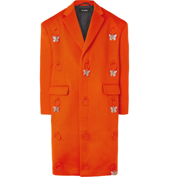 Photo: Raf Simons - Embellished Virgin Wool and Cashmere-Blend Overcoat - Orange