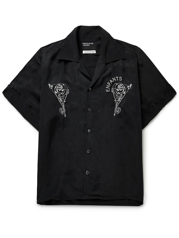 Photo: Enfants Riches Déprimés - Camp-Collar Logo-Embroidered Cupro-Twill Shirt - Black