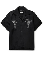 Enfants Riches Déprimés - Camp-Collar Logo-Embroidered Cupro-Twill Shirt - Black